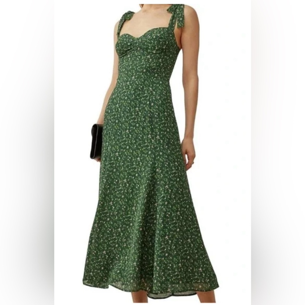 NWOT - Reformation Green Floral Midi Dress